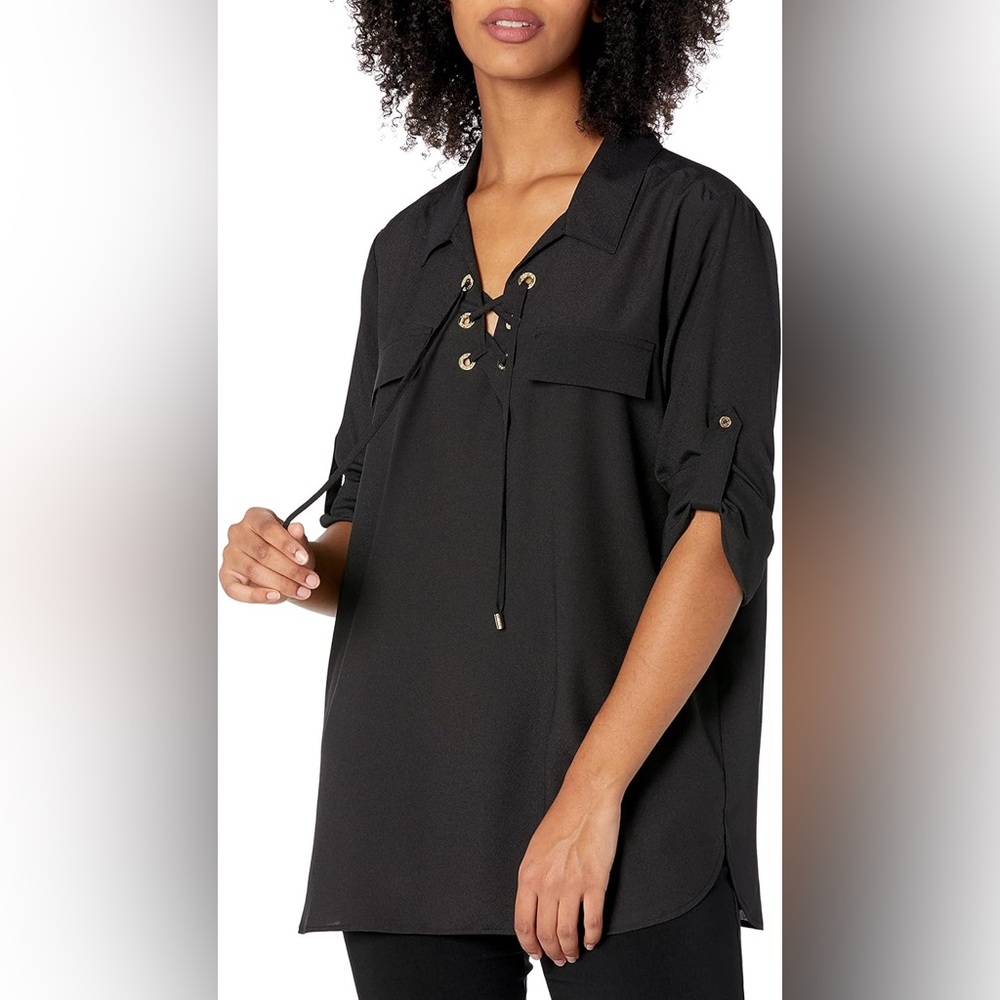 Calvin‎ Klein-Black with gold accents woman’s blouse Size M